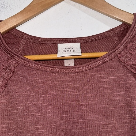 Knox rose blouse lace shoulder detail hi low long sleeve raw hem detail small - Picture 2 of 4